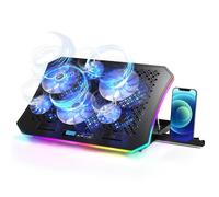 KeiBn Upgarde Laptop Cooling Pad, RGB Lights Laptop Cooler 6 Fans for 15.6-17.3 Inch Laptops, 7 Height Stands, 10 Modes Light, 2 USB Ports, Desk or Lap Use (A8,Blue)
