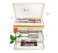 KeiCo Luxe Gift Box Bottega Rosé 75cl, 2 x Glass Flutes, I Love You Chocolates & Rose! Hamper Gift Box - Gift For Her or Anniversary Present (Sparkling Rosé Wine)