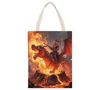 KEIGPERI Dragon Rider Canvas Tote Bag Beach Bag