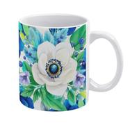 KEIGPERI Eucalyptus Leaves Botanical Coffee Cup Ceramic Coffee Mug Tea Cup