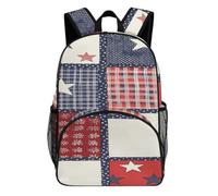 KEIGPERI Flag Patchwork Print Travel Laptop Backpack Work Backpack