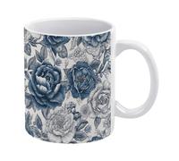 KEIGPERI White Rose Petals Coffee Cup Ceramic Coffee Mug Tea Cup