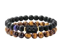 keigtuxh 12 Zodiac Tiger Eye Matte Agate Bracelet Unisex Couple Style | 12 constellation options tiger eye matte agate elastic cord REACH compliant 8mm bead 19cm unisex couple daily wear gift