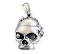 keigtuxh Biker Skull Pendant Necklace Stainless Steel Mens (C,60 cm)