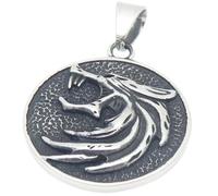keigtuxh Viking Wolf Pendant Necklace Stainless Steel Mens Norse | 3 norse wolf designs celtic details antique silver finish REACH compliant skin friendly moon star talisman