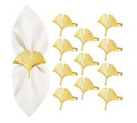 Keilend 12 Pcs Gold Napkin Rings - Metal Gingko Leaf Serviette Rings, Elegant Table Decor for Wedding, Christmas Party Dining
