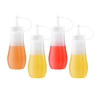 keilend 4 Pcs Sauce Bottles 8.8oz Squeezy Bottles with Nozzles, Plastic Sauce Dispenser with Twist on Cap Lids for Condiment, Mayonnaise, Ketchup, Salad Dressing and Olive Oil - White
