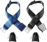 Keilend Airplane Seat Belt Extender 2pcs, Adjustable 7-35" Seatbelt Extension for Plane with Velvet Bag, Universal Plane Seat Extender for Pregnant and Obese - Blue and Black