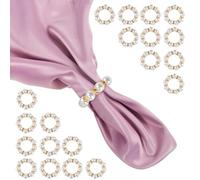 Keilend Pearl Napkin Rings, 20 Pcs Elastic Pearl Napkin Buckle Set for Table Setting Decorations, Gold Beaded Serviette Rings for Dinner, Wedding, Party and Festival