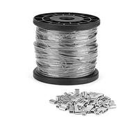 KEILEOHO 1/16 Wire Rope, 400FT/122m Stainless Steel Cable, 1.5mm Stainless Steel Wire Spool with 100 PCS Aluminum Crimping Loop Sleeve, 7x7 Strand Core