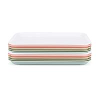 KEILEOHO 10 PCS 30 x 23cm Plastic Fast Food Serving Trays, 12x9 Inch Rectangular Serving Lap Tray, Cafeteria Serving Tray for Food Serving Home Hotel Restaurant, 5 colors