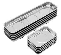 KEILEOHO 10 PCS Rectangular Magnetic Trays, Stainless Steel Magnetic Parts Tray, Magnetic Bolt Holder Trays, Magnetic Parts Holder Tray for Screws, Sockets, Bolts, 2 Sizes, Silver