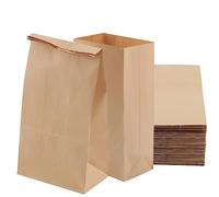 KEILEOHO 100 PCS 15.5 x 10 x 30cm Brown Food Paper Bags, Kraft Paper Lunch Bags without Handle, Brown Paper Sacks for Grocery Sandwich Food Party