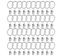 KEILEOHO 100 PCS 32mm Curtain Ring with Clip, Metal Curtain Ring with Hook, Curtain Pole Ring for Hanging Curtain Window Door
