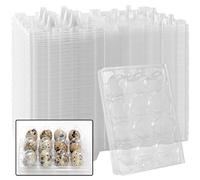 KEILEOHO 150 Pack 12 Grids Clear Quail Egg Cartons, Plastic Quail Egg Dispenser Holder Case, Stackable Quail Egg Trays Bulk Storage Box for Small Eggs, Pheasant, Pigeon, Grouse