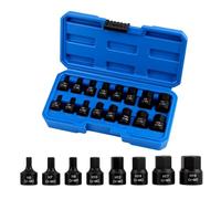 KEILEOHO 16-Piece 3/8" Drive Hex Socket Set, Cr-Mo Steel SAE and Metric Sizes 1/4"-3/4" and 6mm-19mm, One-Piece Construction Design