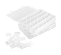 KEILEOHO 2 Pack 24 Grid Clear Plastic Storage Box, Large Organiser with Compartments for Jewellery and Craft, 33.5x22.4x5.7cm