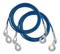 KEILEOHO 2 PCS 3/8 Inch x 13Ft Heavy Duty Tow Cable, Steel Wire Rope with Hook, Winch Cable with PVC Casing for Towing Truck, Wrecker, Crane, 11023 Lbs Breaking Strength, Blue