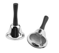 KEILEOHO 2 PCS Hand Held Bell, Small Metal Tea and Dinner Bell for Service, Reception, Silver, 12cmx6.5cm