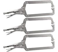 KEILEOHO 3 PCS 18 Inch C Clamp Welding Pliers with Swivel Pads, Heavy Duty Locking Pliers, Woodworking Clamps Set, Adjustable Nickel Plated C Pliers for Wood Working, Welding, Electrician Maintenance