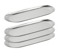 KEILEOHO 4 Pcs 30x12 cm Oval Decorative Tray, Small Silver Stainless Steel Vanity Ornament Plate for Bathroom, Serving Storage