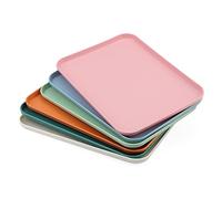 KEILEOHO 6 PCS 31 x 22cm Plastic Colourful Fast Food Serving Trays, 6 Color Rectangular Serving Lap Tray, 12 Inch Coloured Cafeteria Serving Tray for Food Serving Home Hotel Restaurant, 6 Colors