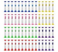 KEILEOHO 60 PCS 3 Minute Mini Sand Timer, 6 Colors Small Plastic Hourglass for Cooking, Tooth Brushing, Activity