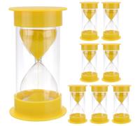KEILEOHO 8 PCS 10 Minute Sand Timer, Plastic Hourglass for Cooking Tooth Brushing Activity, Yellow