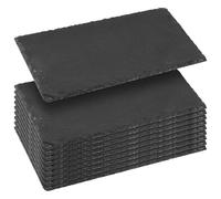 KEILEOHO Pack of 10 Rectangular Slate Plates, 25 x 12 cm, Black, Contemporary Style, Slate Plate, Appetizer Plate