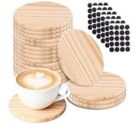 KEILEOHO Round Wooden Coasters, Unfinished Wood, 10cm Diameter, 0.9cm Thickness, 20 Pack for DIY Crafts, Painting, Engraving
