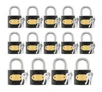 KEILEOHO Set of 14 Padlocks Black, 38 mm Padlocks with Keys, Small Padlock for Gates, Suitcases, Cupboards, Lockers