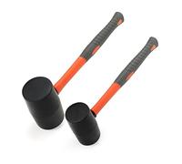 KEILEOHO Set of 2 Rubber Mallets - 16oz and 32oz Black With Fiberglass Handle for DIY, Paving, Carpenter