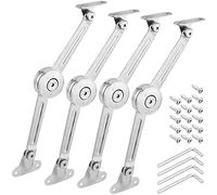 KEILEOHO Set of 4 Soft Close Lid Stay Hinges, Folding Lid Stay Hinge, 75°90°110°Opening Lift Support Hinge with Hex Key, Safe Hinges for Wooden Box, Cabinet, Wardrobe, Chest, 20KG Capacity