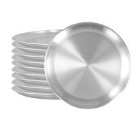 KEILEOHO Stainless Steel Pizza Pan, 304 Grade Metal Baking Tray, 26cm Round Display Plate, 10 Pack