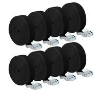 KEILEOHO Tie Down Straps, Black, 5m x 25mm, 8 Pack, Adjustable Lashing Straps with Release Cam Buckle for Luggage, Trucks, Trailer