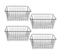KEILEOHO Wire Storage Basket, Black Metal Organizer, 36 x 29 x 16cm, 4 Pack, for Kitchen Pantry Office
