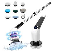 Keimi Electric Spin Scrubber, 2025 New Cordless Shower Cleaning Brush with 8 Replaceable Brush Heads, 3 Adjustable Speeds, and Adjustable Extension Handle for Bathroom Floor Tile