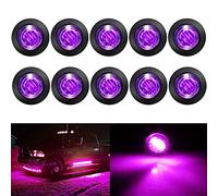 KEING 10 Pack Sealed Waterproof Mini Round 3/4 Inch Purple LED Marker Lights Signal Light 12V for Trailer Truck Bus Pickup Van ATV RV Lorry Caravan, 5 Years Warranty