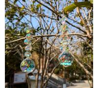 KEINIA suncatchers Crystals for Windows, 40mm auraro Suncatcher Balls with AB Chandelier Beads Silver Chain, Hanging Crystals for Windows, Ceiling,Wedding, Party,MOM Daughter Gift(2 pcs)