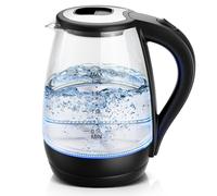 KEINVE Electric Kettle 1.7L Borosilicate Glass Electric Kettle with LED Indicator, Fast Boiling Hot Water Boiler & Tea Kettle Electric with One-touch Lid, Swivel Base, Auto Shut-Off, 2200W