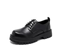 KEIOMI Genuine leather men's big head leather shoes men's British style black thick bottom men's shoes Men Formal Shoes(Black,43)