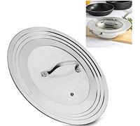 KEISSCO Stainless Steel Universal Lid for Pots, Pans and Skillets - Fits 7" to 12" Pot and Pans - Tempered Glass with Stainless Steel Rim Replacement Frying Pan Cover and Cast Iron Skillet Lid