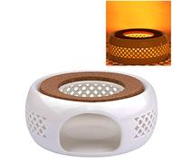 KEISSCO Teapot Warmer, Ceramic & Stainless Steel Teapot Heater with Cork Cushion Coffee & Tea Warmer for Glass & Other Heatproof Dish Warming Use
