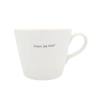 Keith Brymer Jones - French/Francais Word Range - Standard Ceramic White Mug - C'est la vie! (lilac) - 350ml - Gift Boxed