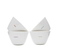 Keith Brymer Jones - Word Range - Ceramic Snack Bowl Set of 4 - Gift Boxed - Olives, Snack!, Nibbles, dip! - 200ml
