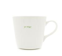Keith Brymer Jones - Word Range - Large Ceramic White Mug - go Big! (Green) - 500ml - Gift Boxed
