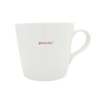 Keith Brymer Jones - Word Range - Large Ceramic White Mug - Greedy! (red) - 500ml - Gift Boxed