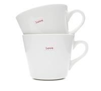 Keith Brymer Jones - Word Range - Medium Ceramic White Mug Pair - 350ml - Love (red) & Love (red)