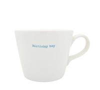 Keith Brymer Jones - Word Range - Standard Ceramic White Mug - Birthday boy - 350ml - Gift Boxed