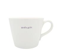 Keith Brymer Jones - Word Range - Standard Ceramic White Mug - God's Gift! - 350ml - Gift Boxed